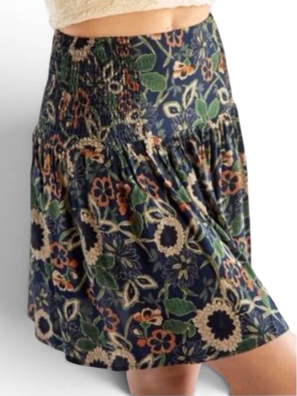 NATURAL LIFE BOHO ELASTIC WAIST SWISHY FUN BOHO MINI SKIRT SIZE XL FALL PRINT